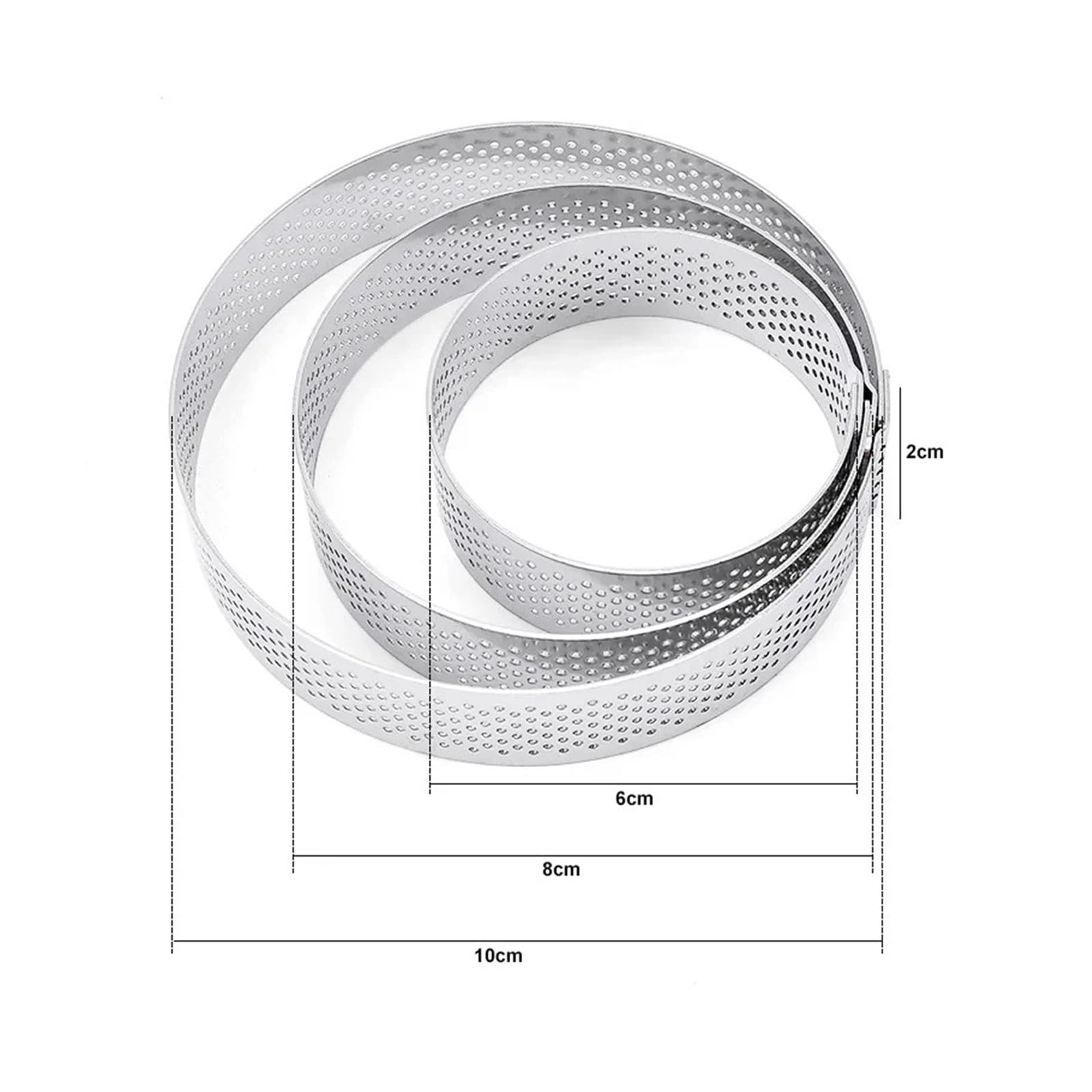Genérico 6 8 10 CM Tartaleta De Anillo Molde Tarta Acero Inoxidable(8PCS 6CM)