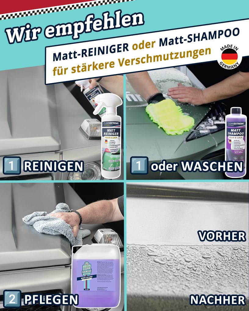 Auto Mattlack Pflege mit Versiegelung 2,3 Liter | Zum Pflegen von Autolack Matt, Matt-Folie, Autosprühfolie. Entfernt Schmutz, Staub, Fingerabdrücke - Waschen ohne Wasser