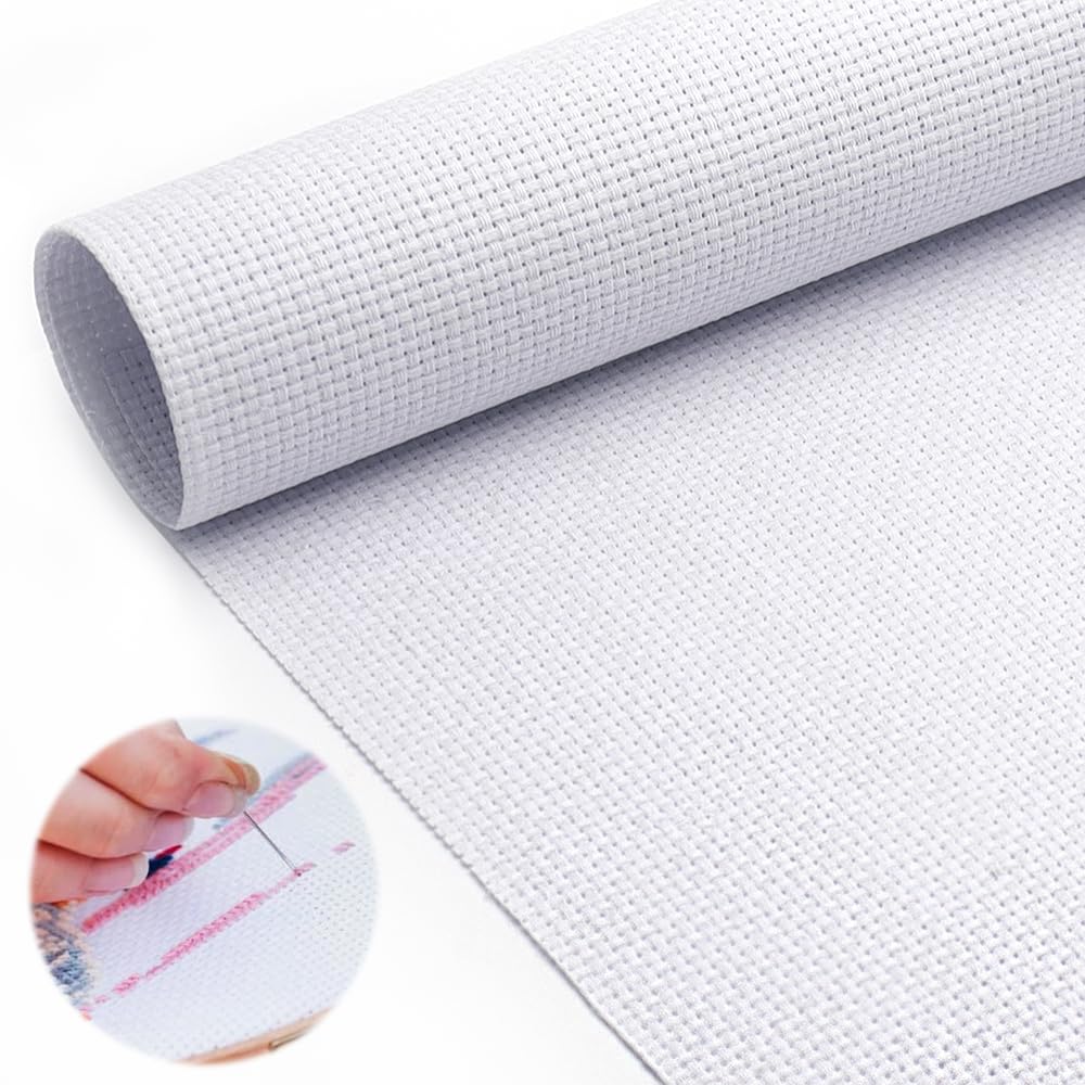 Tessuto Per Punto Croce E Ricamo In Lino 150x100 Cm - Kit Fai Da Te Per Cucito