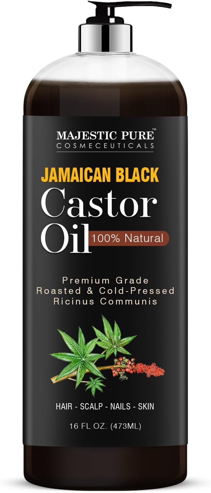 Jamaican Black Castor Oil 437ml for Hair Growth & Natural Skin Care - Roasted & Cold-Pressed - Massage, Scalp, Hair and Nails