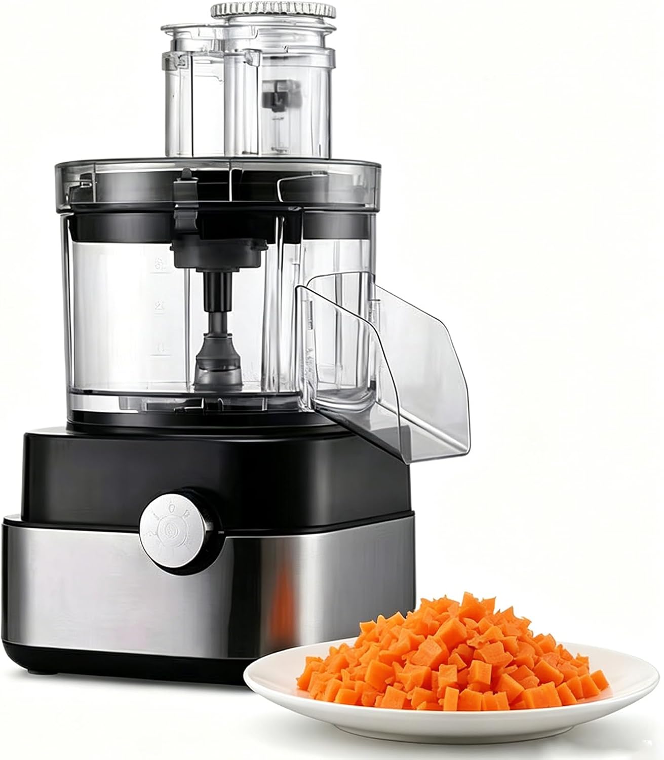 5 in 1 Professional Veggie Shredder, Electric Vegetable Dicer Chopper, 5-in-1 Commercial Vegetable Cutter, for Vegetables, Fruits, Meat, Ginger, Garlic