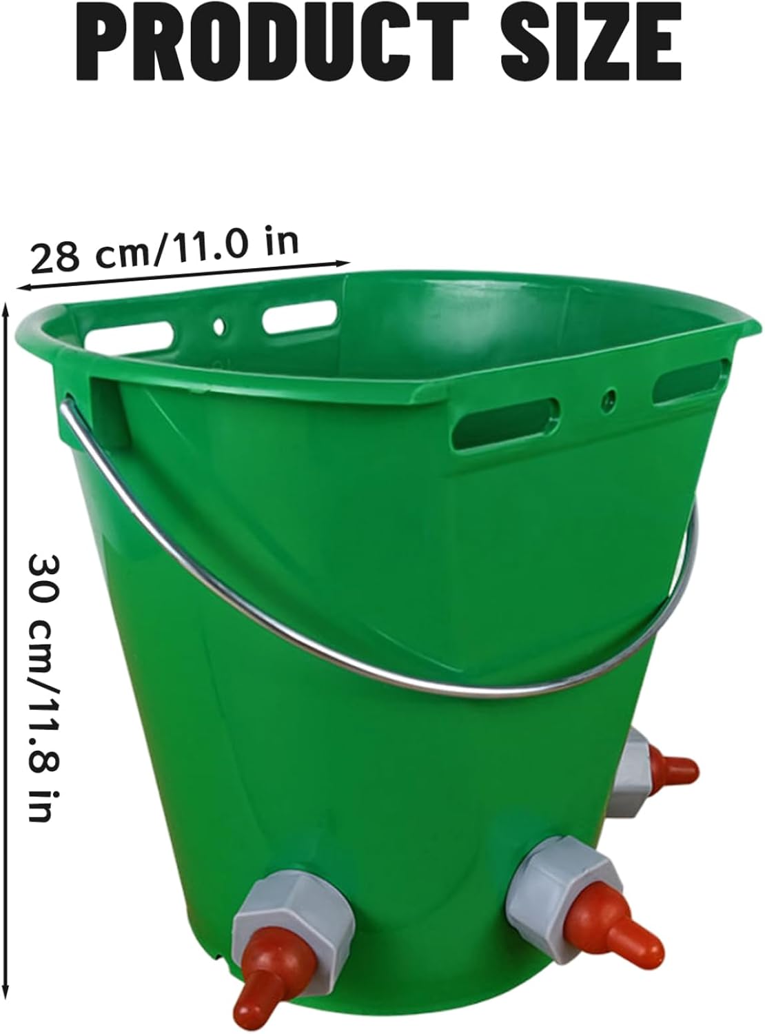 Goat Feeder Feed Bucket, 8L Large Capacity Livestock Milk Goat Feeder with Nipple, Green Sheep & Baby Bottle Bucket for Calves, Lambs, and Kids, 3 Mouth