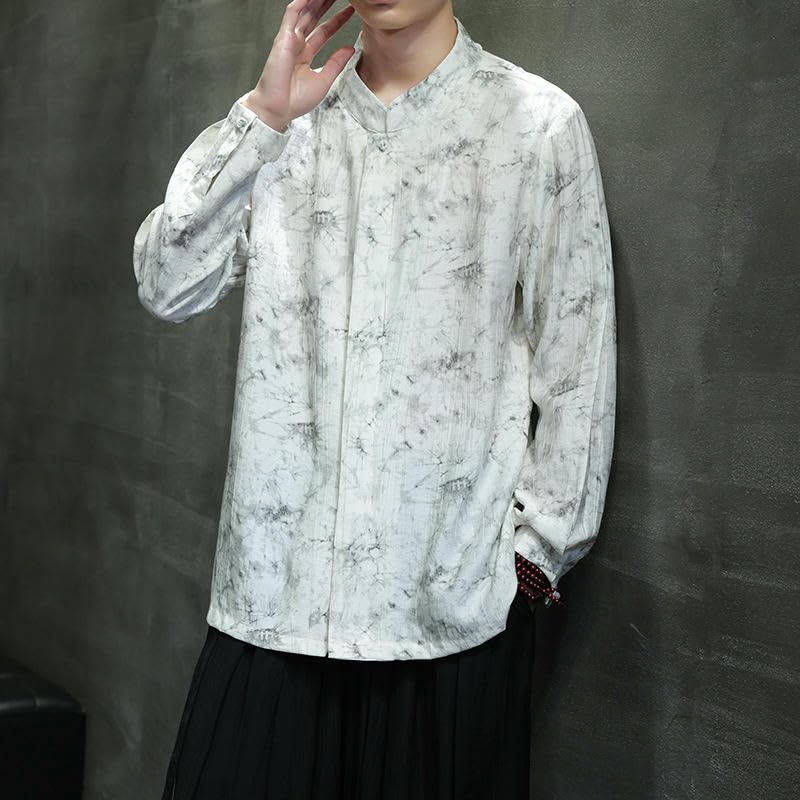 Chemise en lin style chinois col carré finitions premium