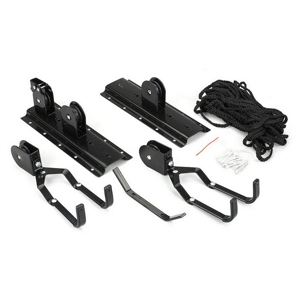 Kayak Hoist Ascenseur Garage Stockage Canoë Treuils 110 LB Capacité - Plafond intérieur Suspendu Rack Poulie pour Paddle Board, Snow Board, Planche de Surf, Wake Board, vélo