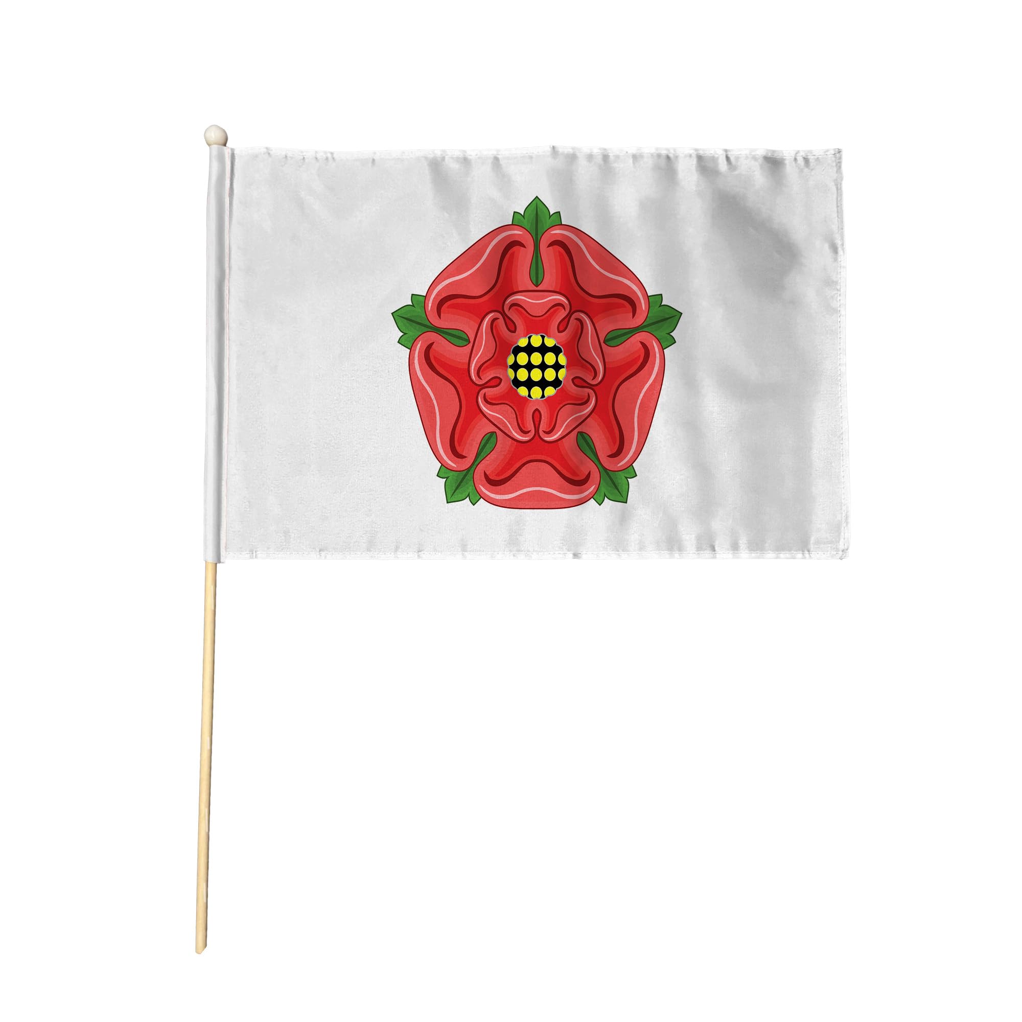 Flagtex Lancashire Old Pack of 12 Hand Waving Flag (9x6 Inch) - Premium Wooden Stick Hand Flag 9x6 Inch Natural Wood Pole Lancs Historical County Flag Events Parades