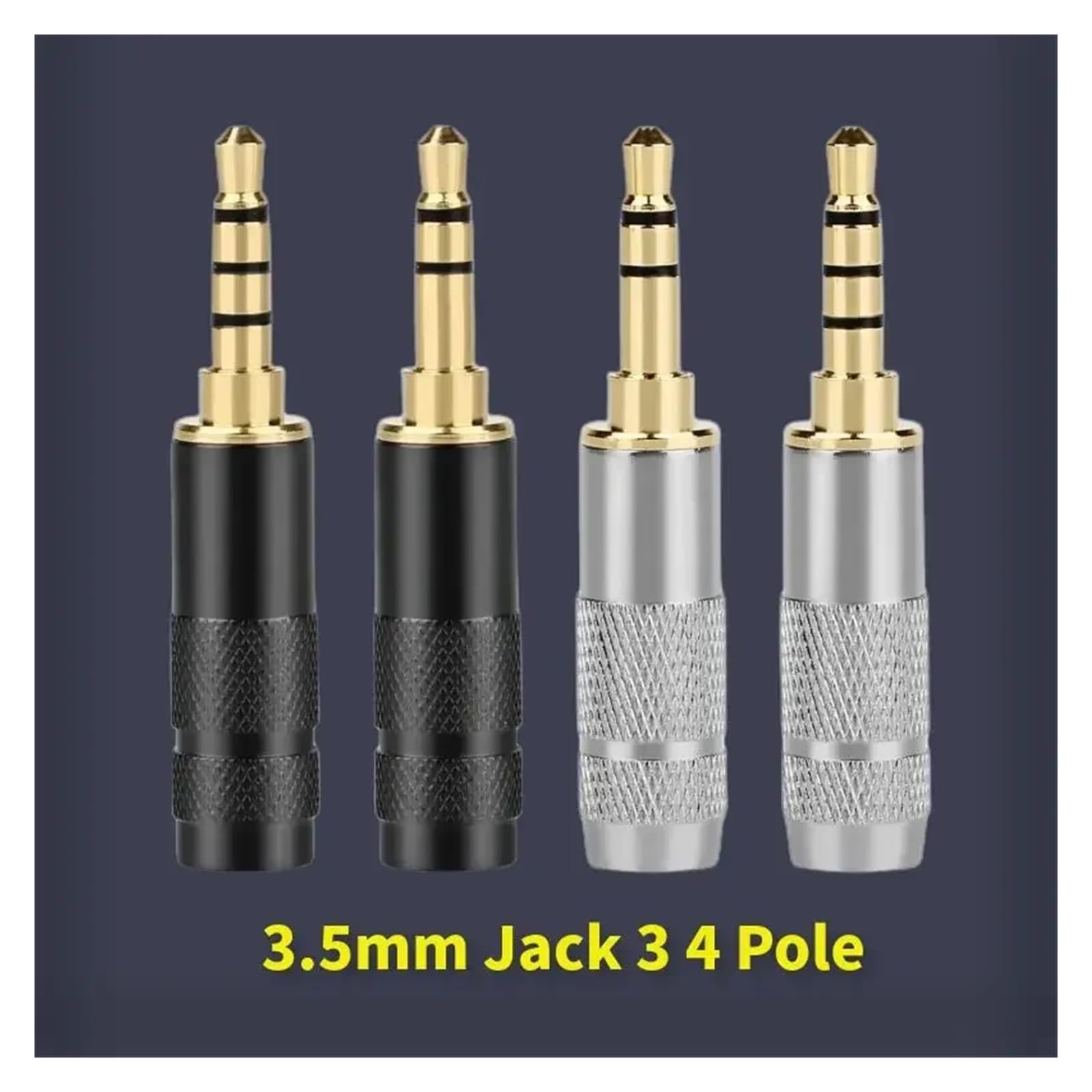 Connettori audio fai da te da 3,5 mm, 2/5/10 pezzi, connettore e 4 poli, cavo di aggiornamento per cuffie HiFi, connettore stereo, 5, terminale altoparlante da saldare HCHDTDT (argento, 2 pezzi)
