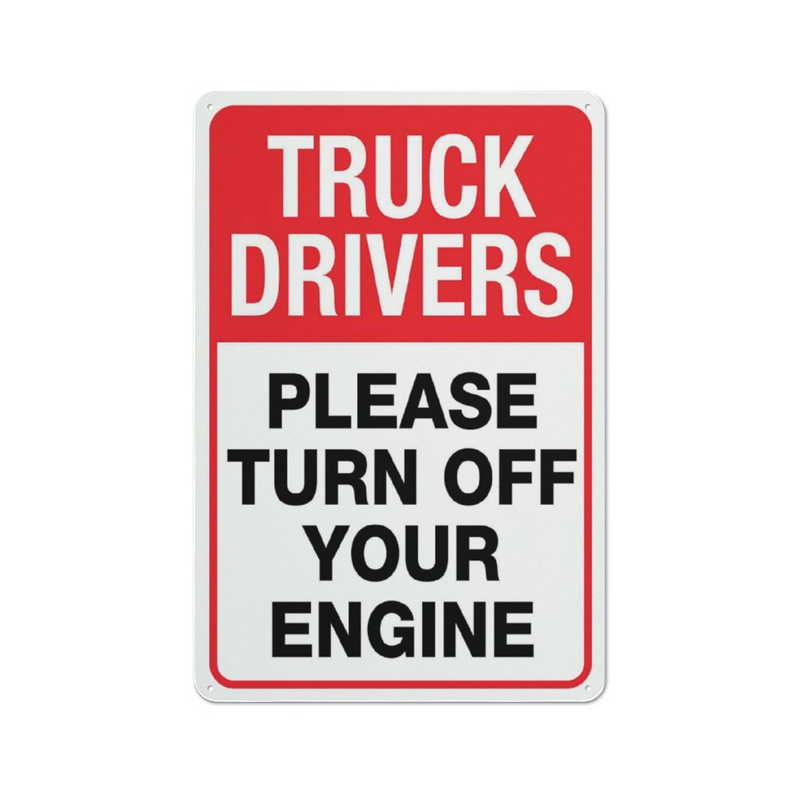 Truck Drivers Please Turn Off Your Engine Sign, 8x12 Inch Premium Aluminum Yard Sign for House, Sun-Proof, Rust-Free