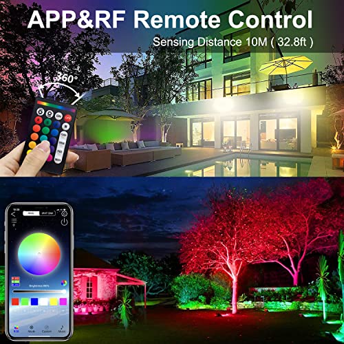 Autai Led Rgb Flood Lights 60W Bluetooth Flood Light With App Remote Control, Ip66 Waterproof Dimmable Outdoor Color Changing Floodlight,Wall Washer Light Garden Landscape Stage Lighting (1Pack) #TOP1