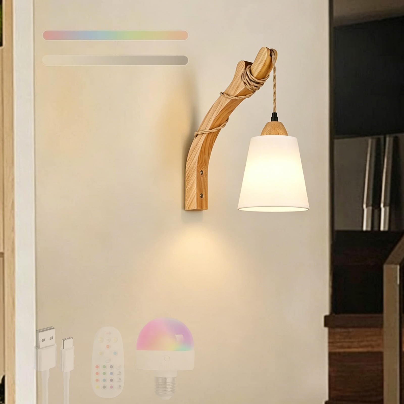 Lámparas de pared inalámbricas sin cables para iluminar cabeceras 8
