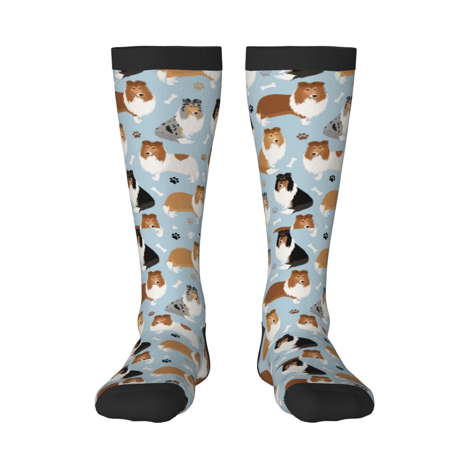 Tcoay Men's 3 Warm Adult Socks For Wo Socks Sports Polyester Stockings,Rough Collie Paws And Bones