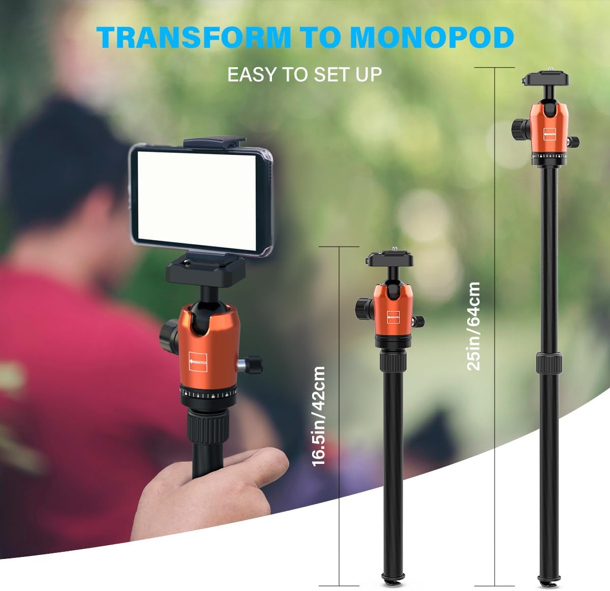 GEEKOTO 79 inches Carbon Fiber Camera Tripod Monopod with 360 Degree Ball Head 1/4 inch Quick Shoe Plate Professional Tripod Load up to 26.5 pounds