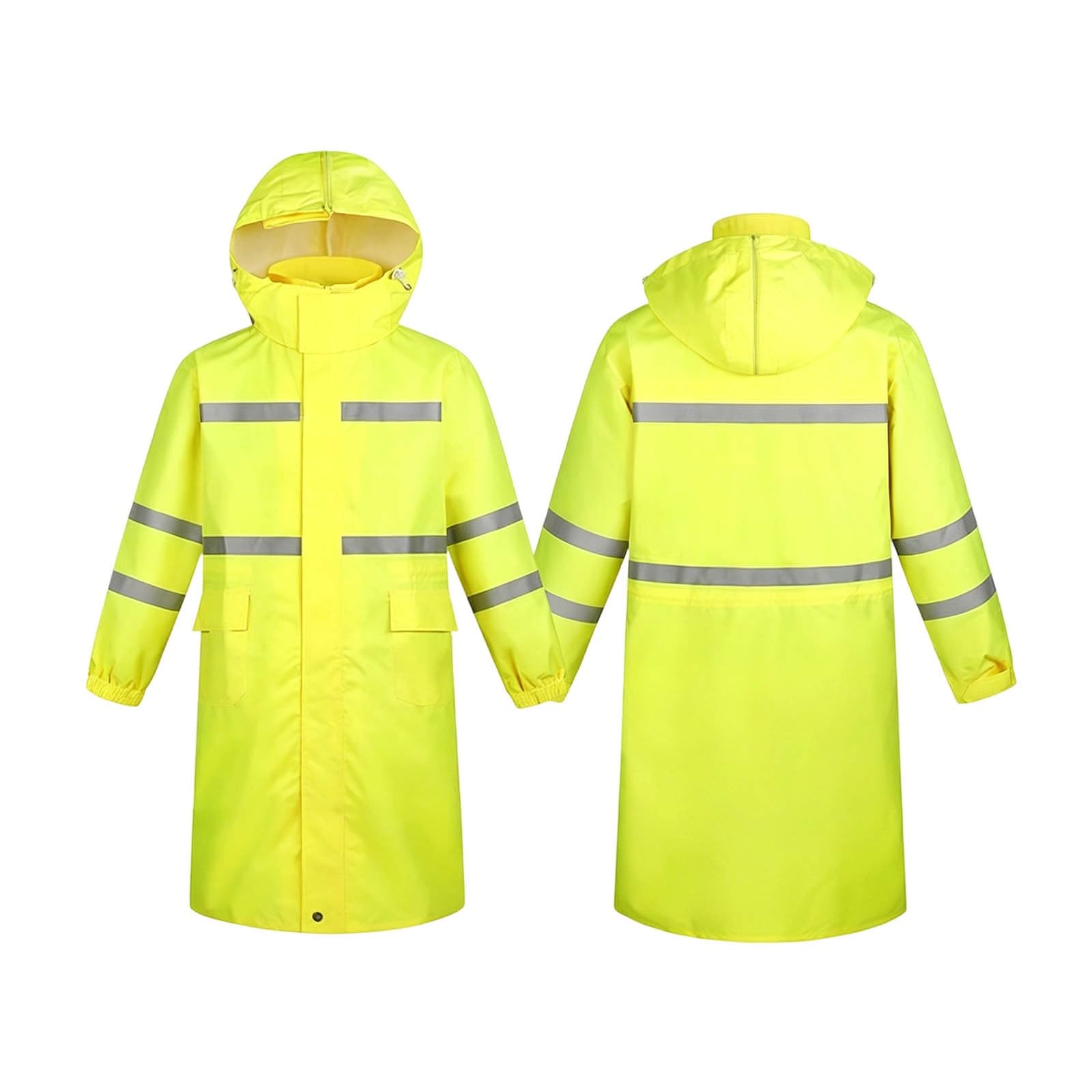 Giacca impermeabile da uomo e donna, leggera, riflettente, con cappuccio riutilizzabile, strisce riflettenti, antivento e impermeabile