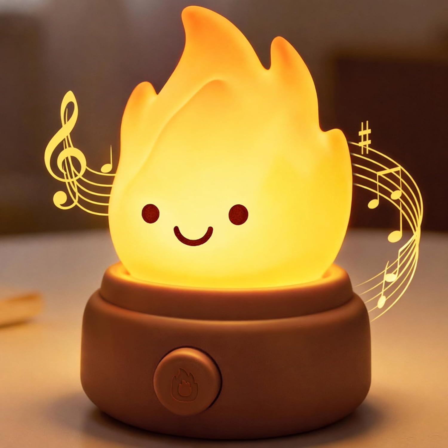 2026 Upgrade Campfire Night Light with White Noise Portable Desk Lamp Cute Silicone Flame Lights Flameless Candles Lamps
