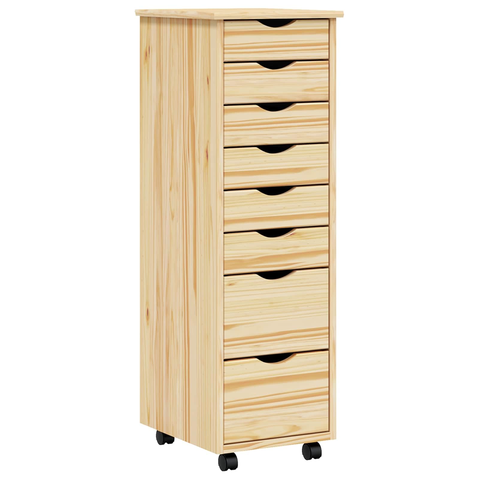 vidaXL Rollcontainer mit Schubladen Moss 34 x 39 x 103 cm Klarlack