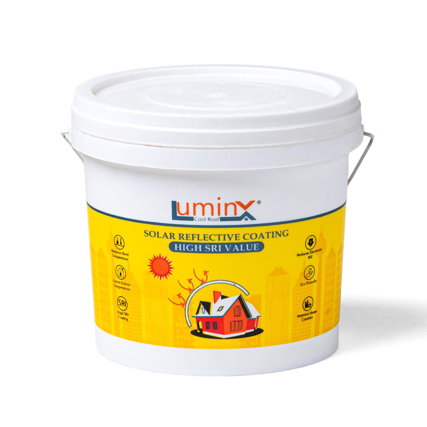 LuminX : Solar Reflective roof Coating |Summer Cool roof | Heat Resistance Paint | High SRI (5 Kg, 150 sqft), WHITE