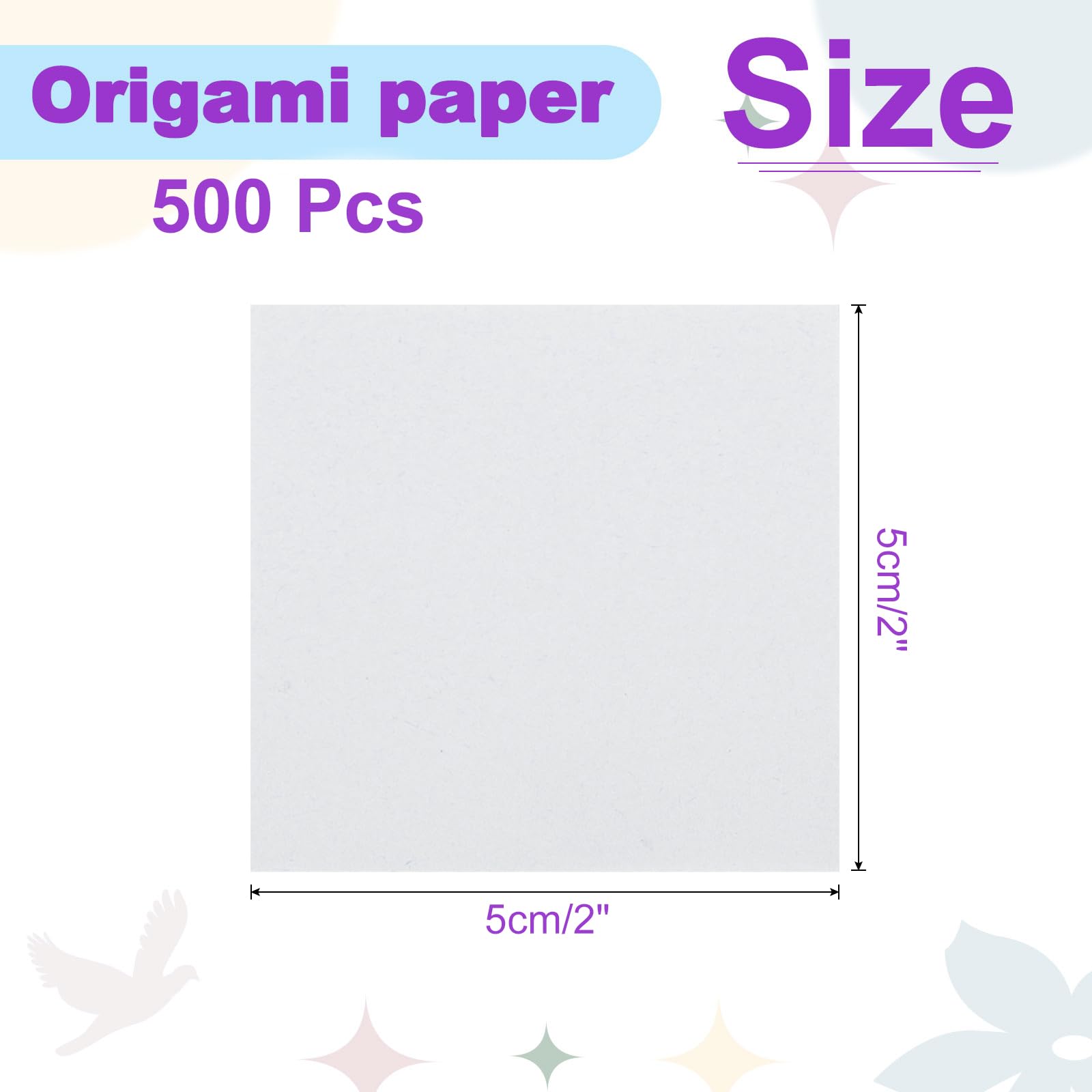 DMiotech 500 Sheets 5x5 cm Origami Paper, White Square Origami Paper Easy Fold Double Sided Paper for DIY Arts and Crafts - Image 4