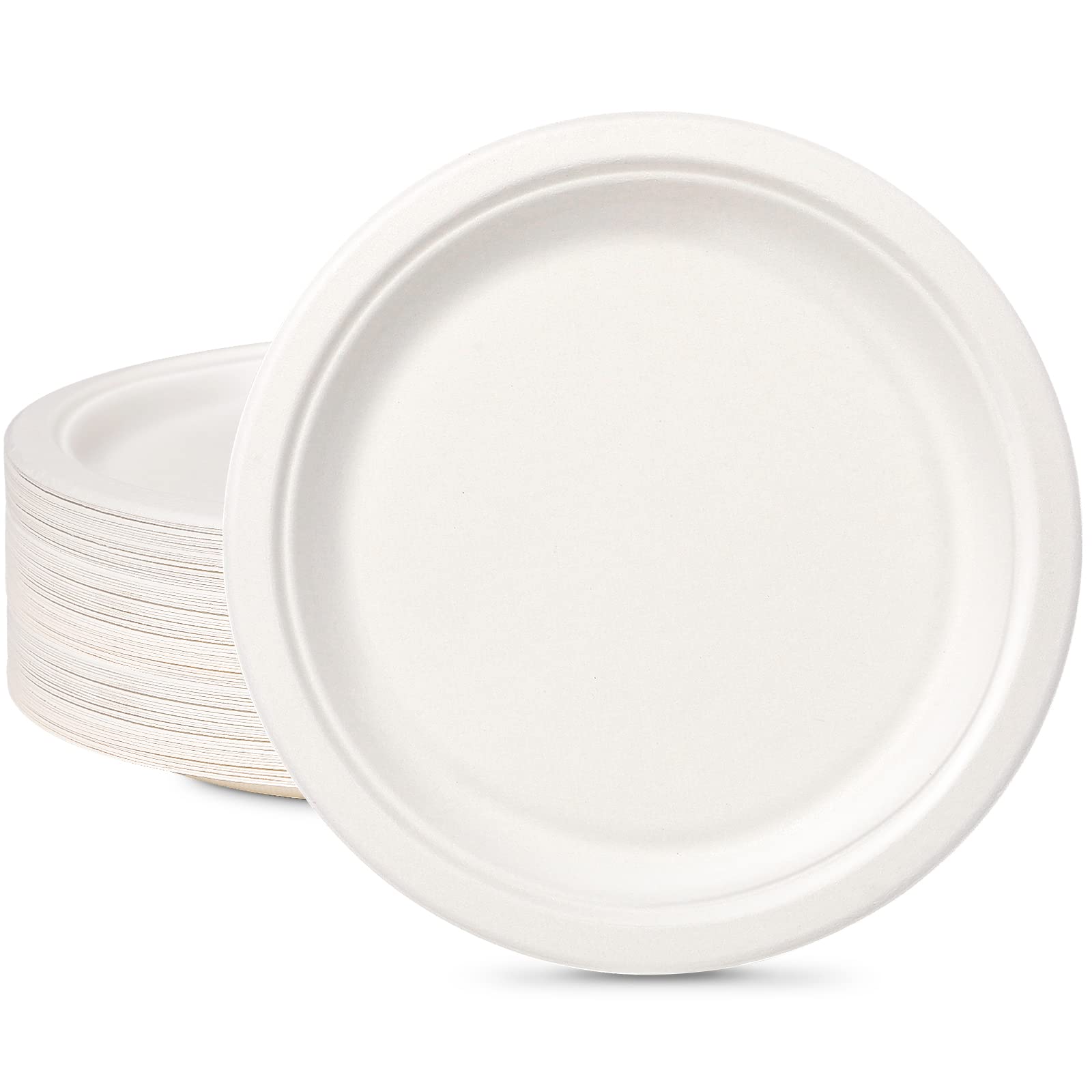 Lot de 150 assiettes jetables en carton blanc 26 cm biodégradables