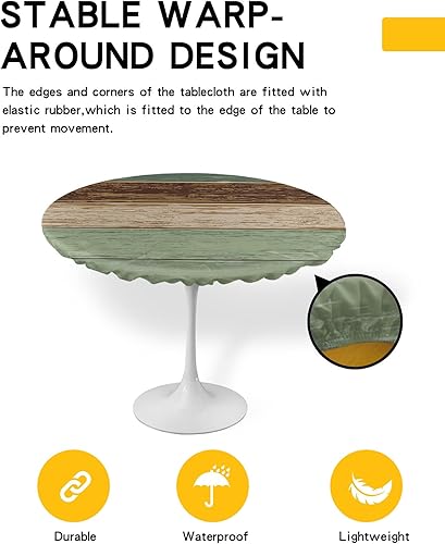 Vista 145 de Mantel redondo ajustable de Navidad para mesa redonda, mantel rojo floral de Navidad, mantel impermeable con borde elástico, mantel circular rojo