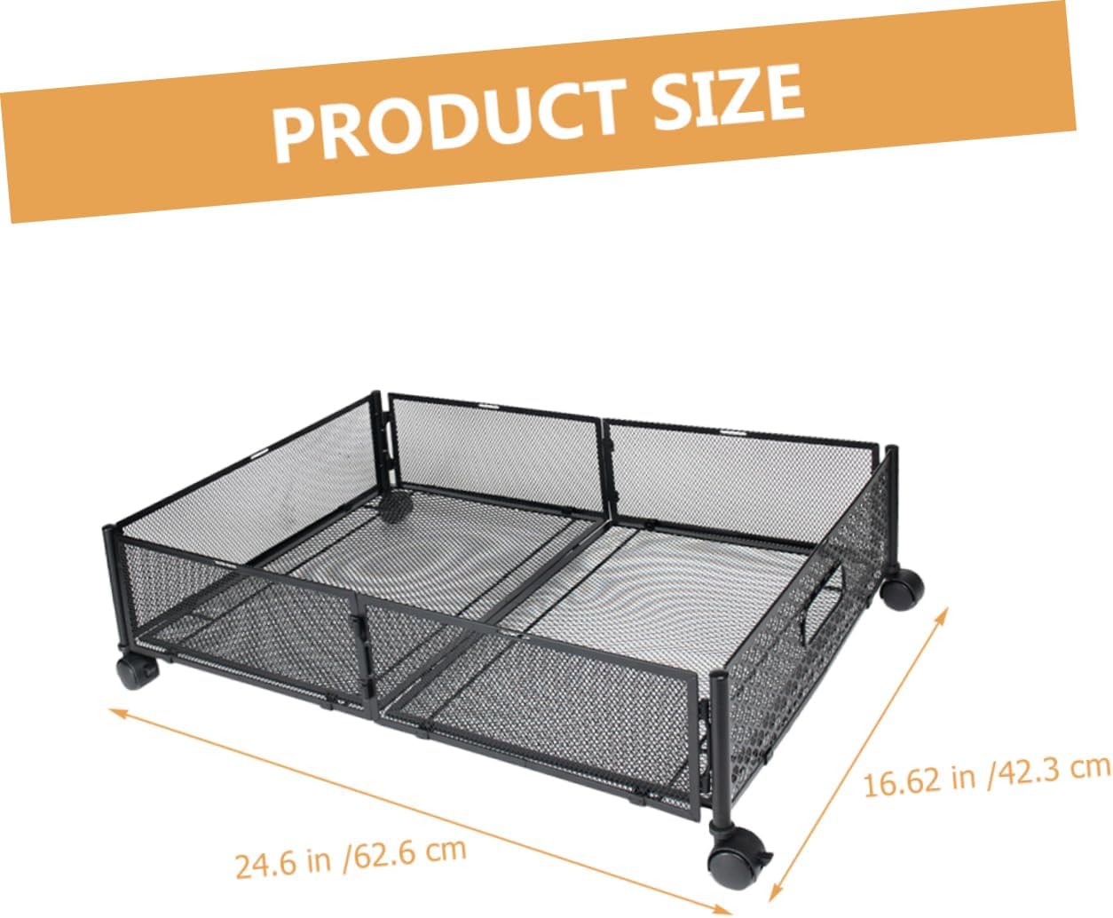 PRETYZOOM Bed Storage Container Foldable Organizing Rack Stainless Steel Easy Access