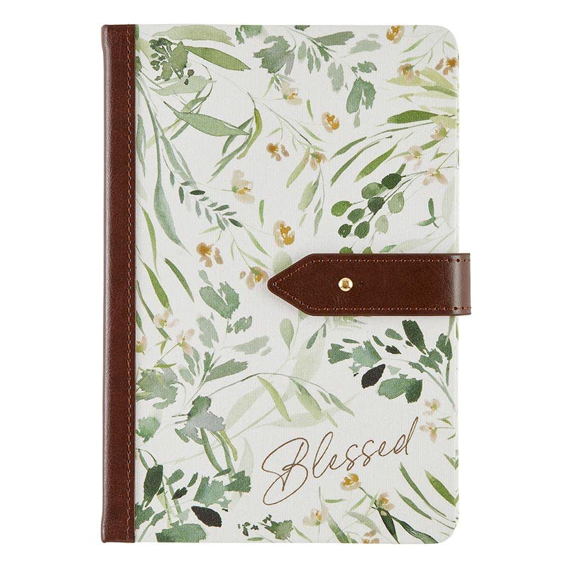 Creative BrandsHeartfelt Collection-Vegan Leather Bound Linen Covered 222-Page Lined Journal with Strap Closure, 6 x 8-Inch, Blessed