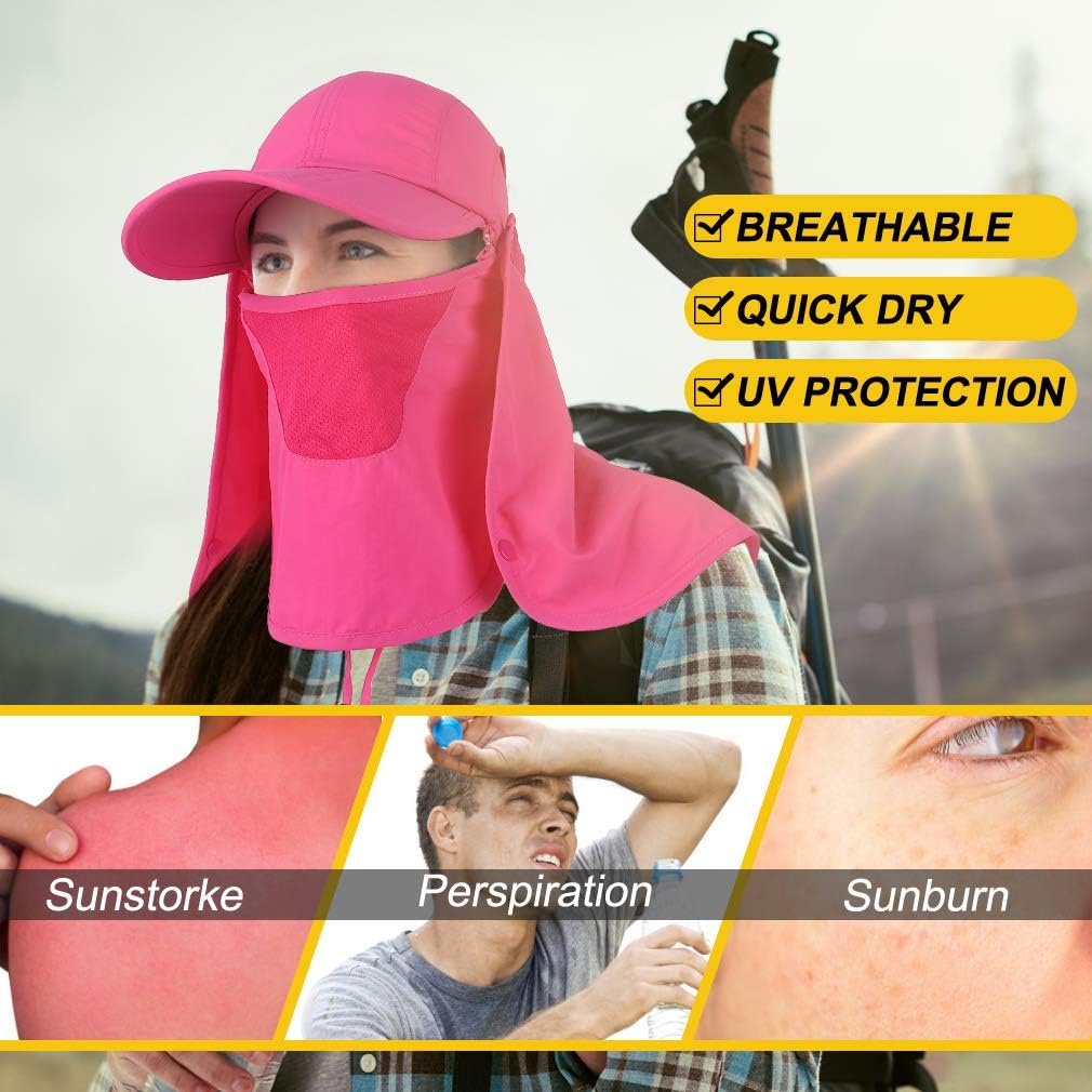 Foldable Sun Cap, Fishing Hats, UPF 50+ Protection Caps with Face Mask Neck Flap - Image 5