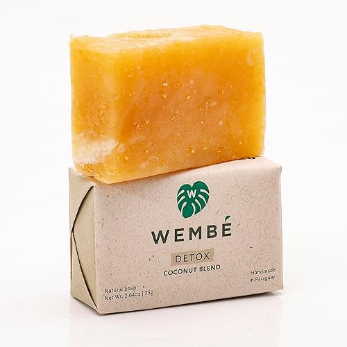 Barra de jabón hecha a mano en Paraguay + aceites esenciales naturales y frutas, coco desintoxicante (2.64 onzas)
