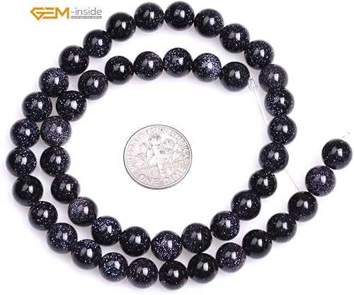 Miniatura 887 de GEM-Inside - Cuentas sueltas de piedra de lava negra natural de 0.315 in para hacer joyas, 15 pulgadas Cordierita de grado A