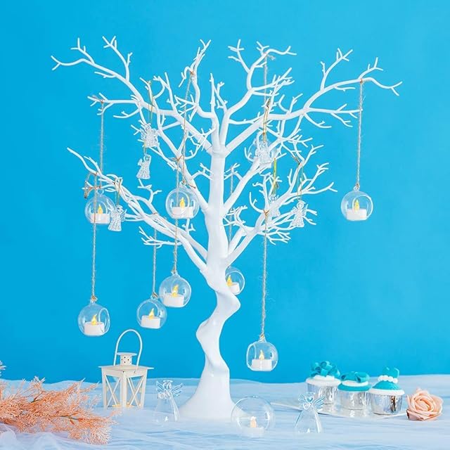 Nuptio Artificial White Easter Tree - 76cm Tall Fake Christmas Trees Faux Indoor Ornament Display Halloween Manzanita Tree Wedding Centerpieces for Tables Living Room Birthday Party Home Decorations