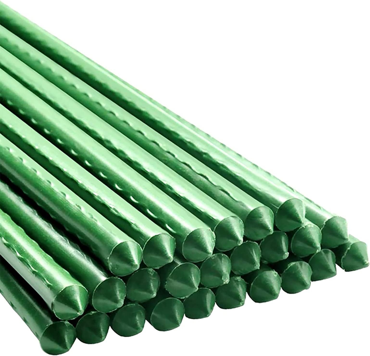 Garden Plant Stakes 60 Inch 5Ft Steel Plant Stick Support, Tomato Stakes for Growing Climbing Plants, Fence Post, Pack of 25