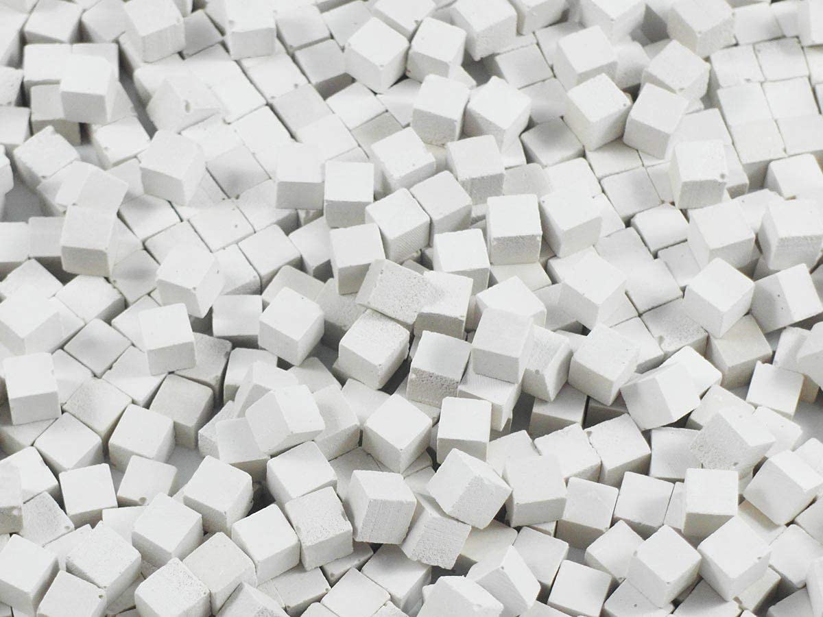 1000 teselas cúbicas para mosaico color blanco 9x9x9mm. 1 kg.