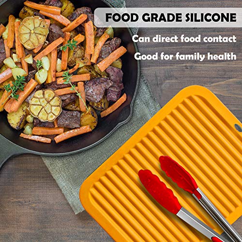 Image of Walfos Silicone Trivets Set - Heat Resistant Pot Holder, Non-Slip and Flexible, 2 Pcs Multi-Purpose Kitchen Table Mat, Prefect for Hot Dishes, Jar Opener, Spoon Holder, Oven Mitts(Orange)