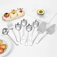 Vista 5 de Stainless Steel Serving Utensils,8 Pcs Serving Set with Serving Spoons,Serving Fork,Soup Ladle,Lasagna Server,Pie Server,Polished Serving Utensil