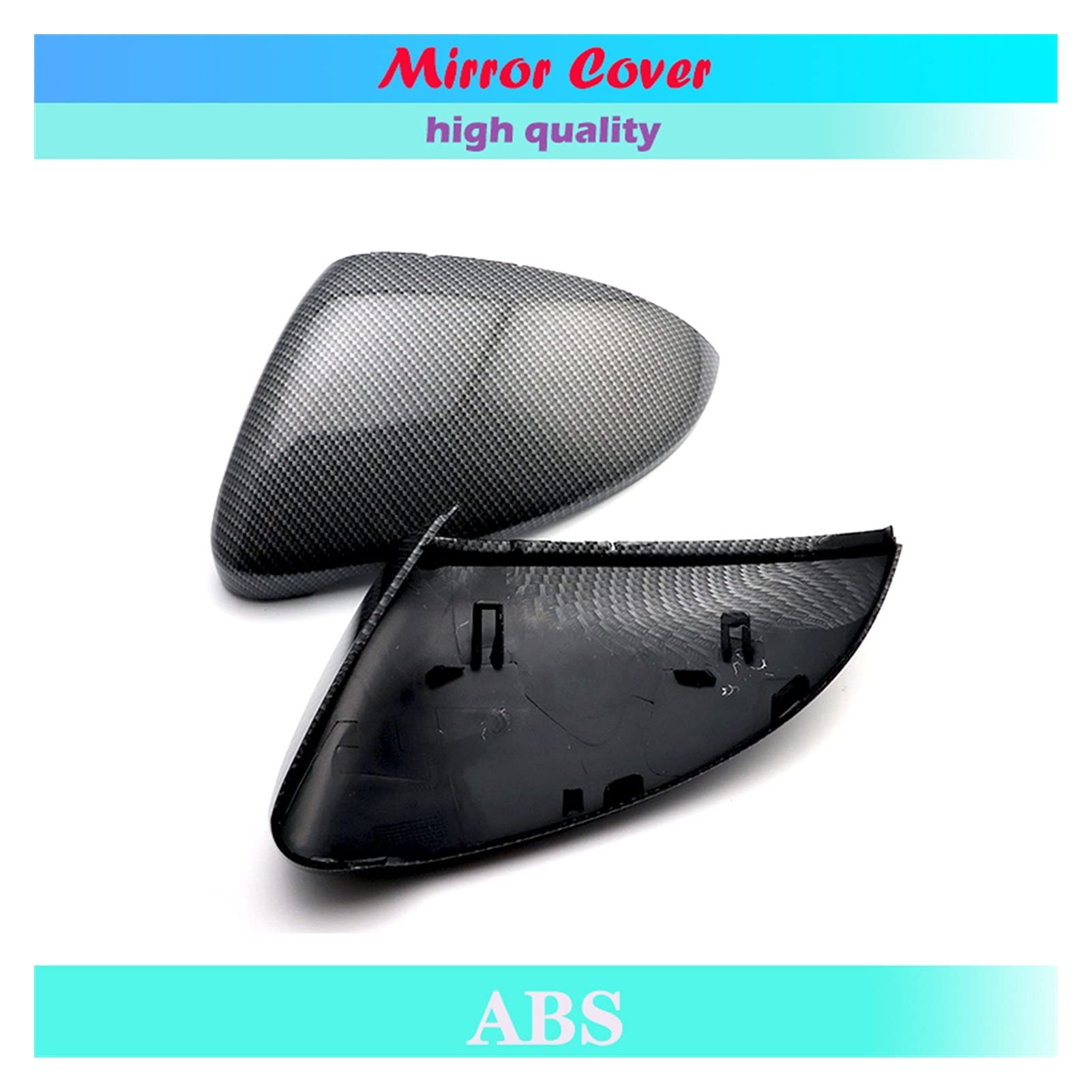 Carcasa del Espejo Retrovisor,Cubierta del Espejo Tapas Retrovisor (Look Carbono Negro), Uso apto para VW Golf 7/7.5 GTI R y Turano L(Black)