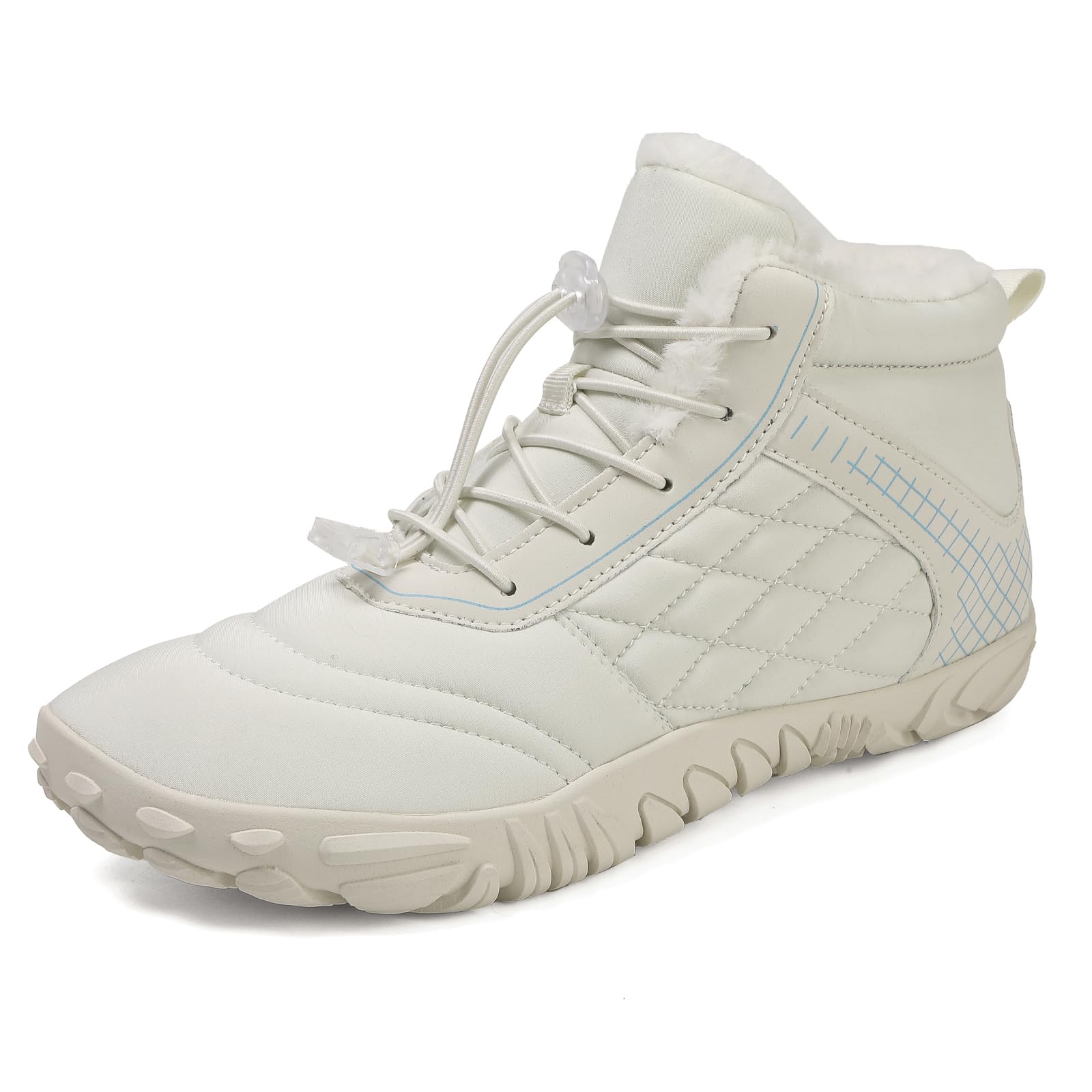 Barefoot Botas Hombre Mujer Invierno con Puntera Ancha Botines de Nieve Zapatos Forro de Felpa Caliente Antideslizante White44EU