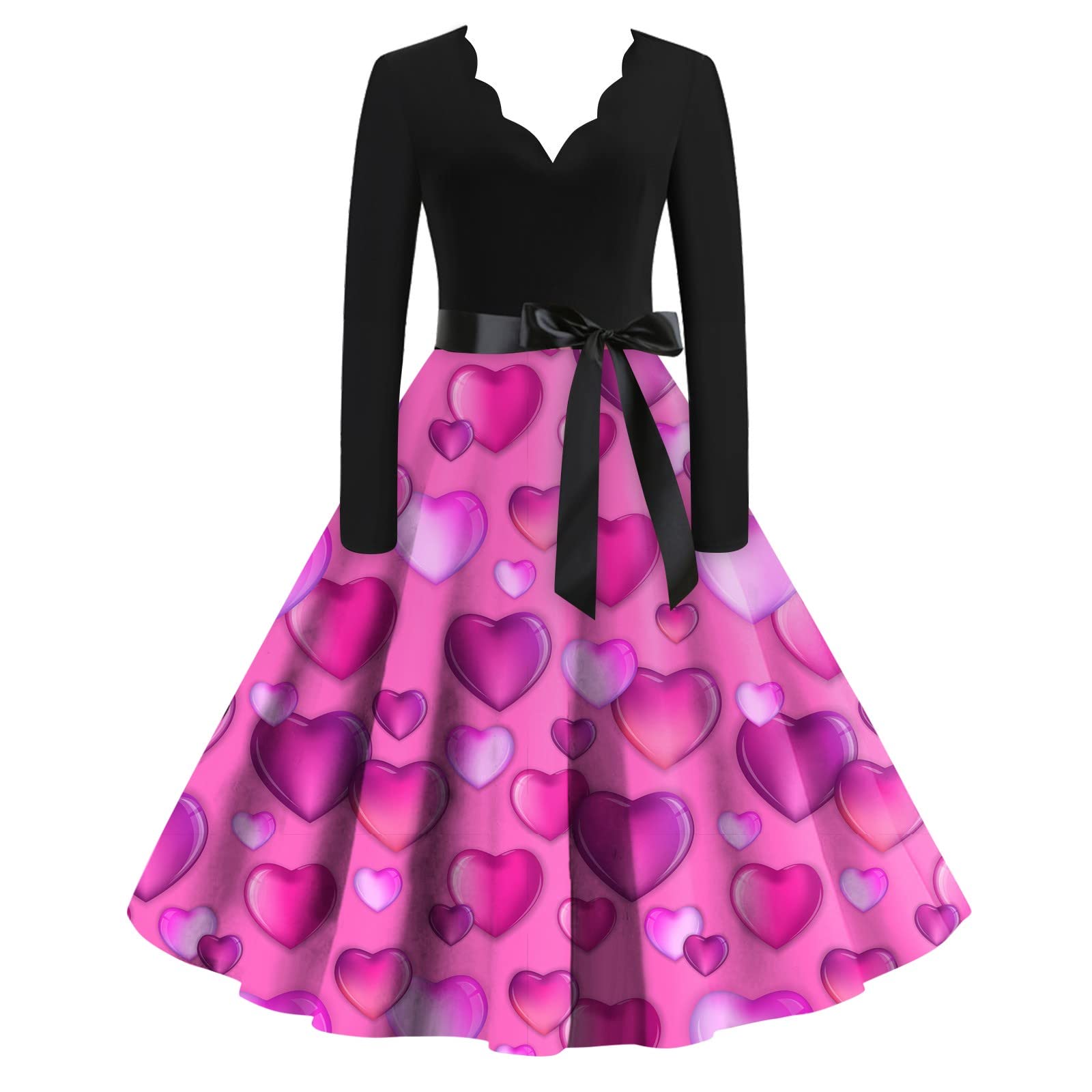 Women Dress Sweet Heart Cartoon Print Swing Vintage Robe Sexy Halter Retro Rockabilly Valentine Day Party Dresses