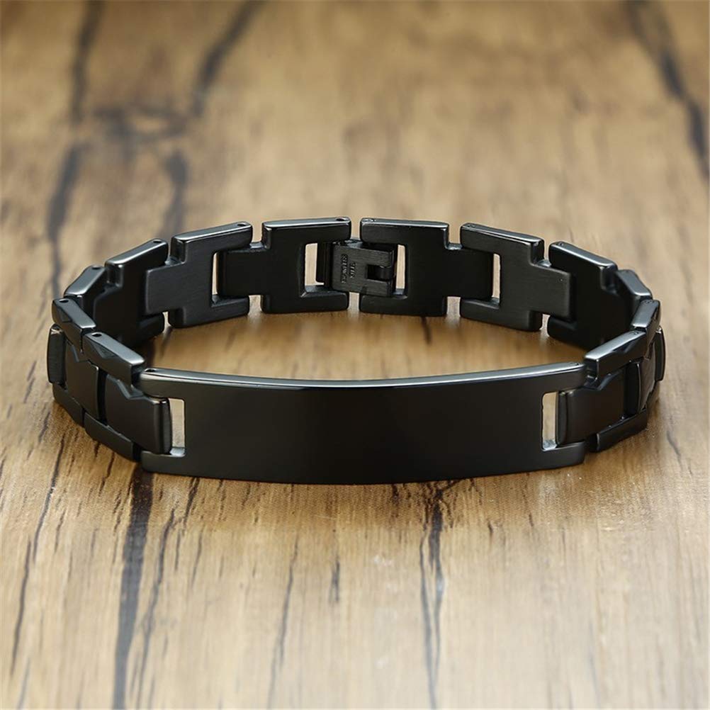 Fashion Month Bracelet d'identification en acier inoxydable pour homme et femme Gravure personnalisée avec nom Love Logo Chaîne 20,50 cm