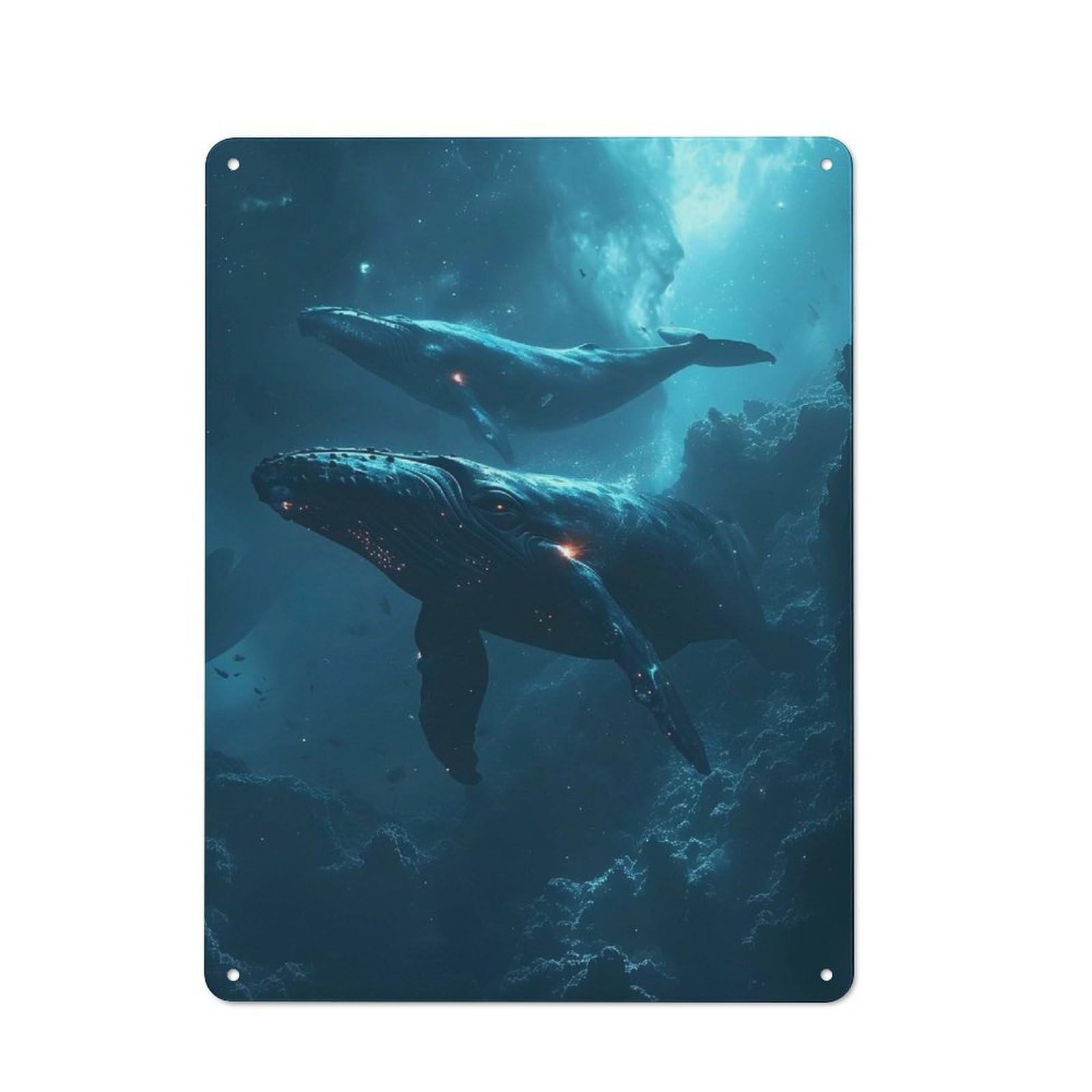 Junmoney Celestial Whale In Galaxy For Living Room Or Hallway, Rustic Metal Sign 40X30cm, For Home Interiors, Feature Walls And Decorative Displays