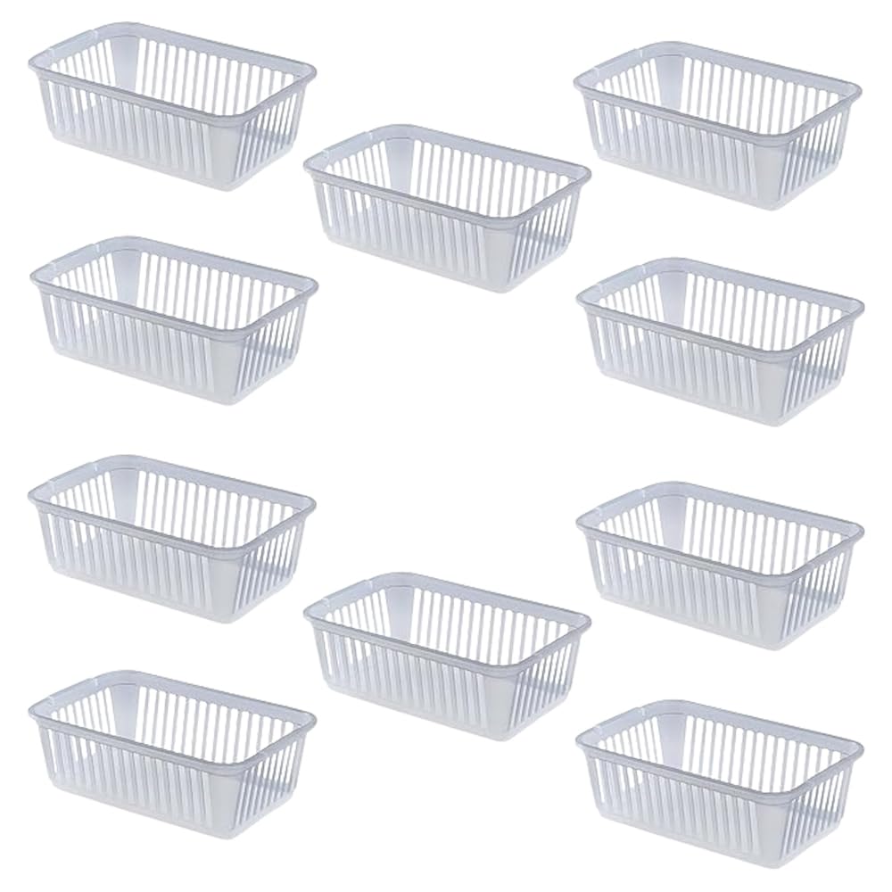 ACCURATE 10Pk Plastic Handy Basket, Storage Basket Great for Bathrooms, Bedroom and Kitchen (CLEAR, 25CM)