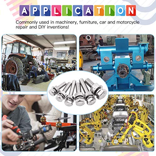 Glarks 510 Pieces Flat Hex Stainless Steel Screws Bolts Nuts Lock and Flat Gasket Washers Assortment Kit - Image 6