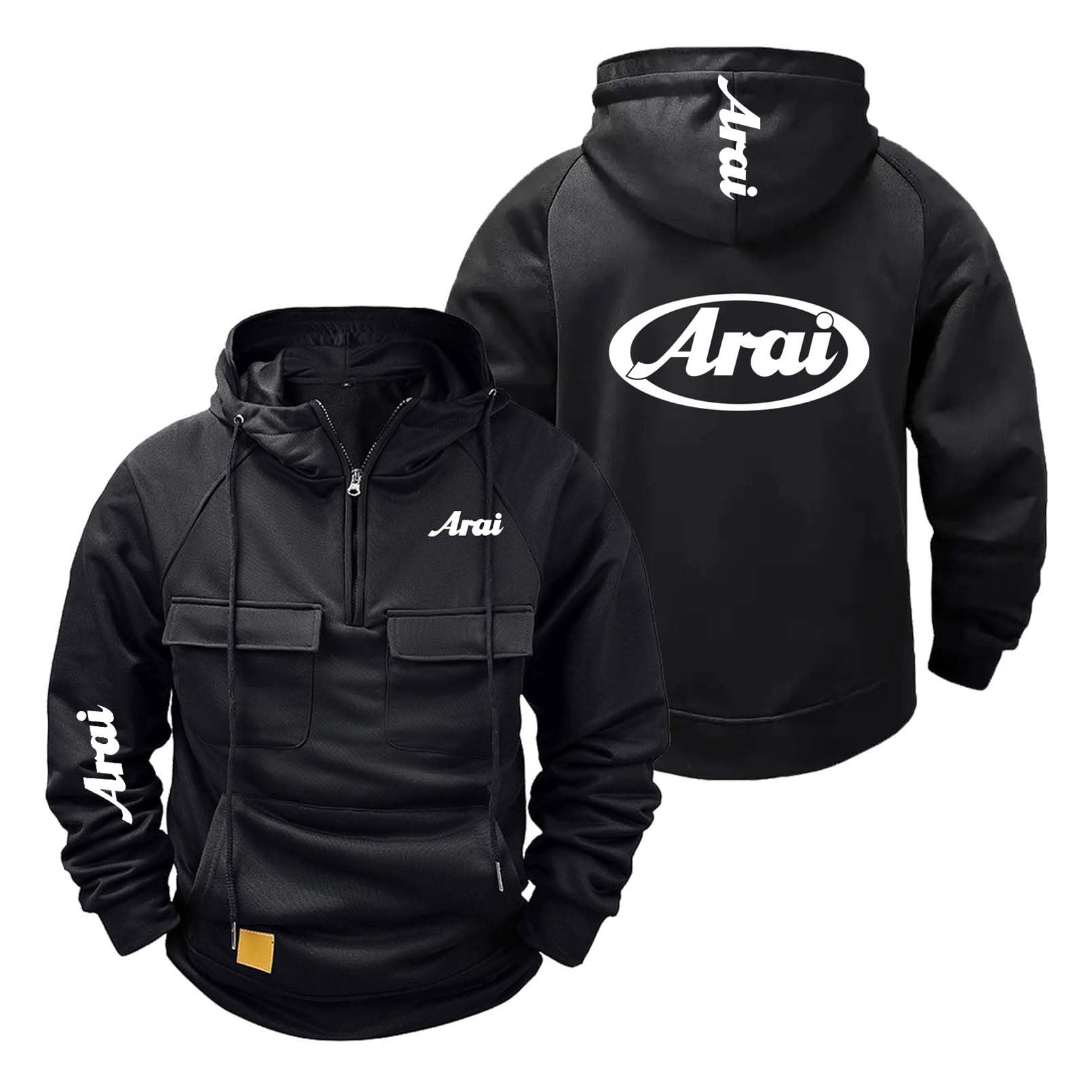 Fbwzsag Men's Heise Hoodie For A.r.a.i Sportstyle Outwear Tops With Pockets Hoody Hooded Gym Wear Spring Autumn Coat Half Zip Sweatshirts Plain Graphic Jacket-||L