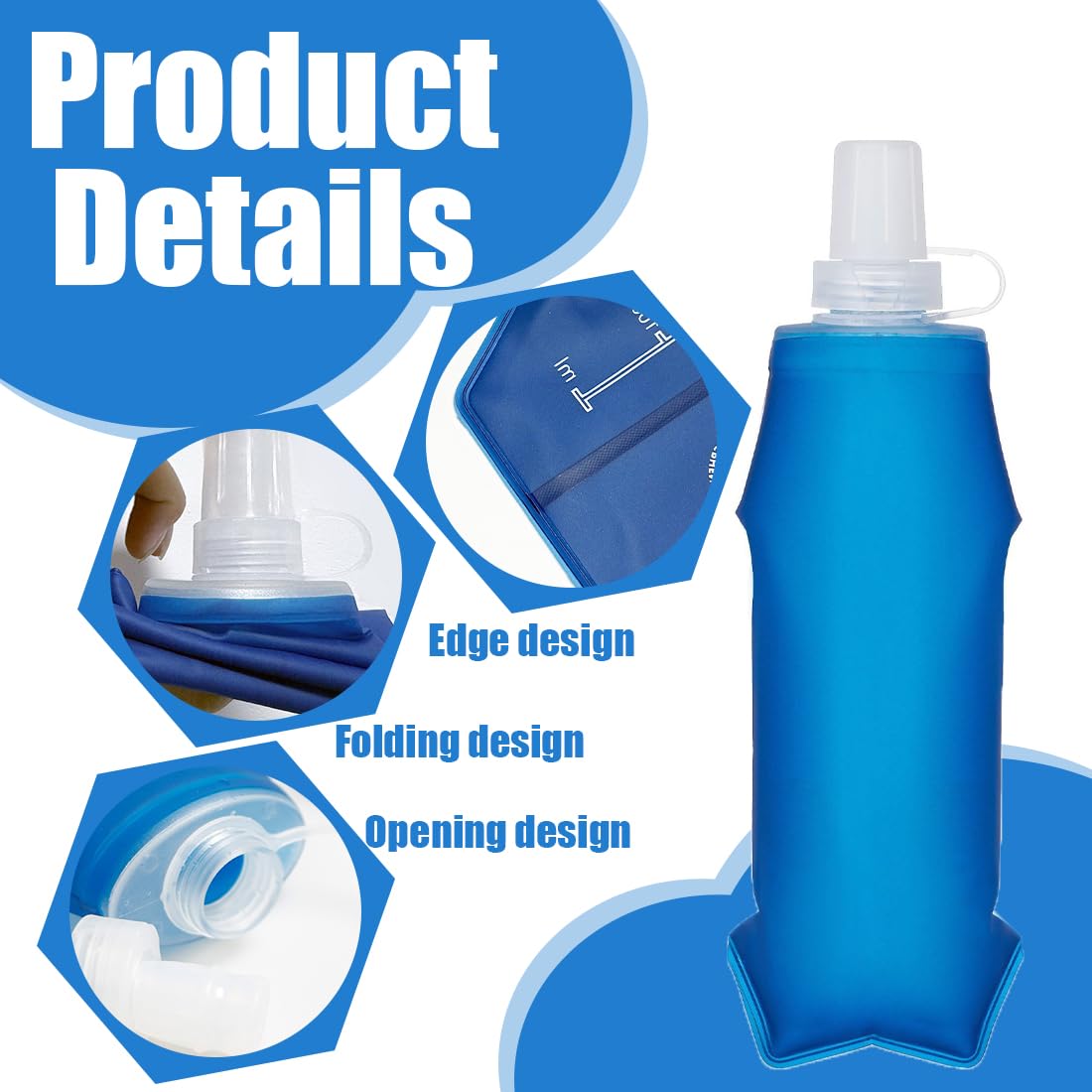Set 2 Borracce Pieghevoli in Silicone da 250ml, Borraccia Morbida Ultraleggera con Moschettone e Sacchetto Porta Bevande, Bottiglia Acqua Richiudibile per Campeggio,Trekking, Sport Outdoor