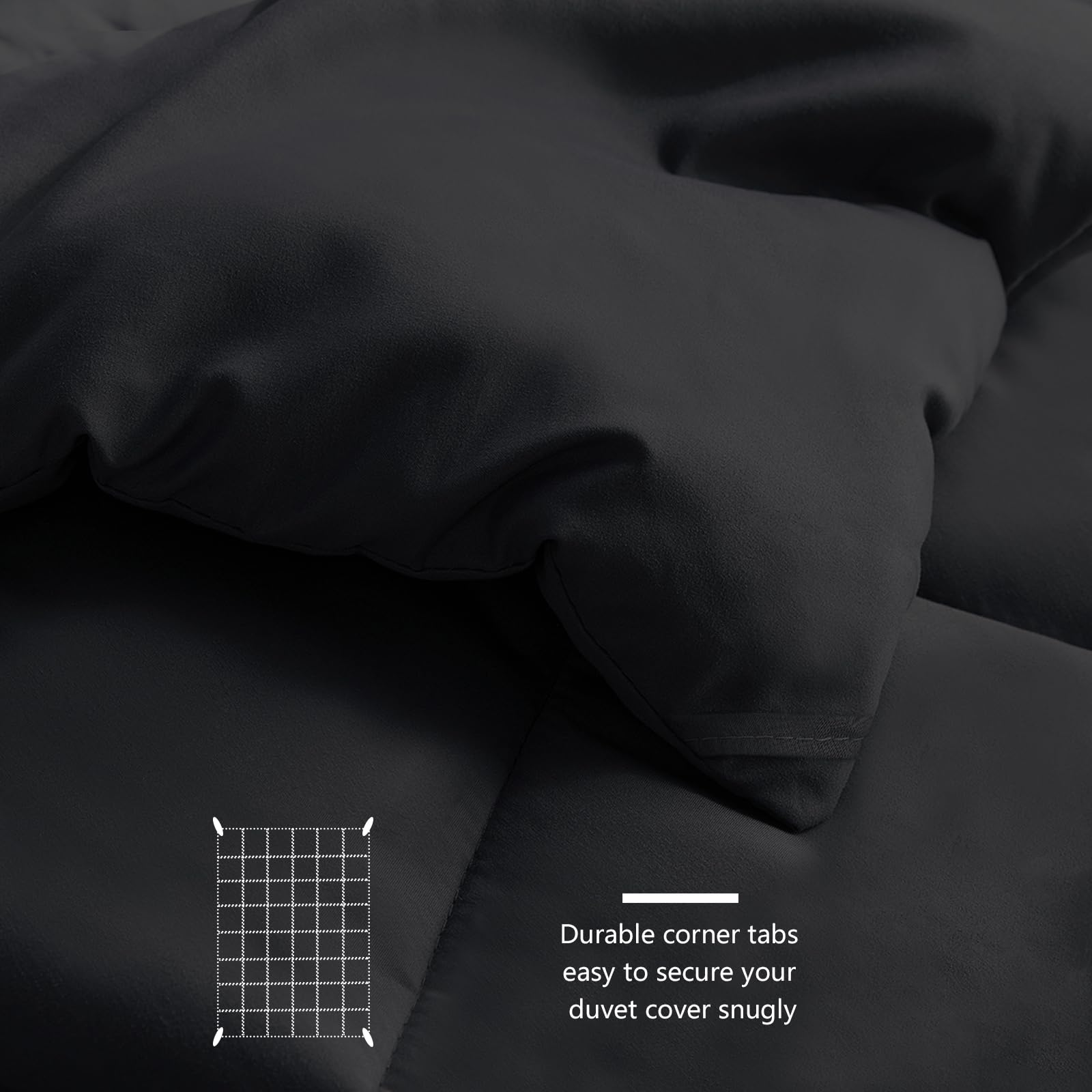 WAVVE Piumino Letto Matrimoniale 4 Stagioni 220x240 - Piumone Autunnale Invernale 220 x 240 cm - Coperta Trapunta 240x220 di Microfibra Sintetico, Nero