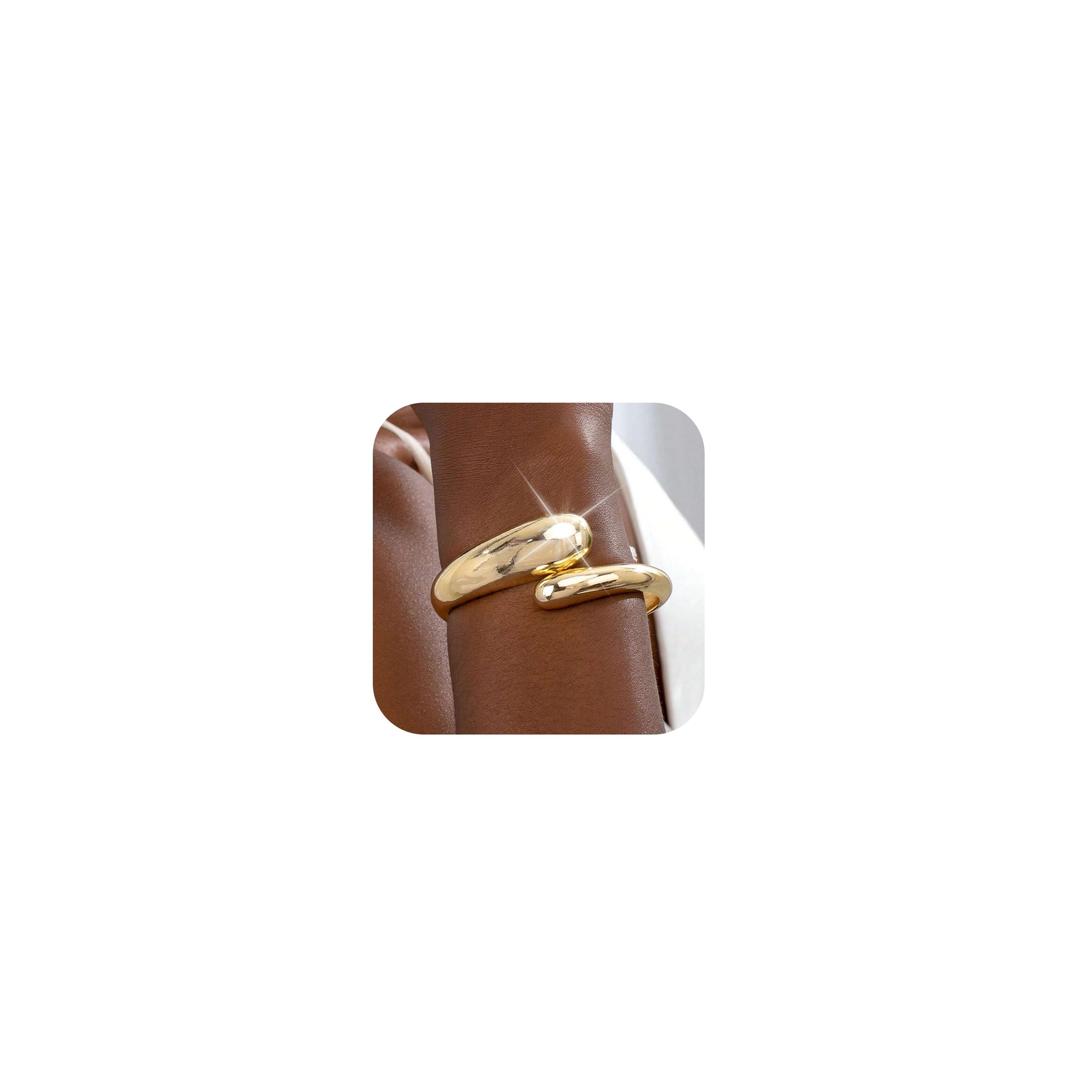 Long tiantian Gold Bangles for Women Chunky Bangle Cuff Bracelets Stack Non Tarnish Trendy Jewelry Set Gifts for Her