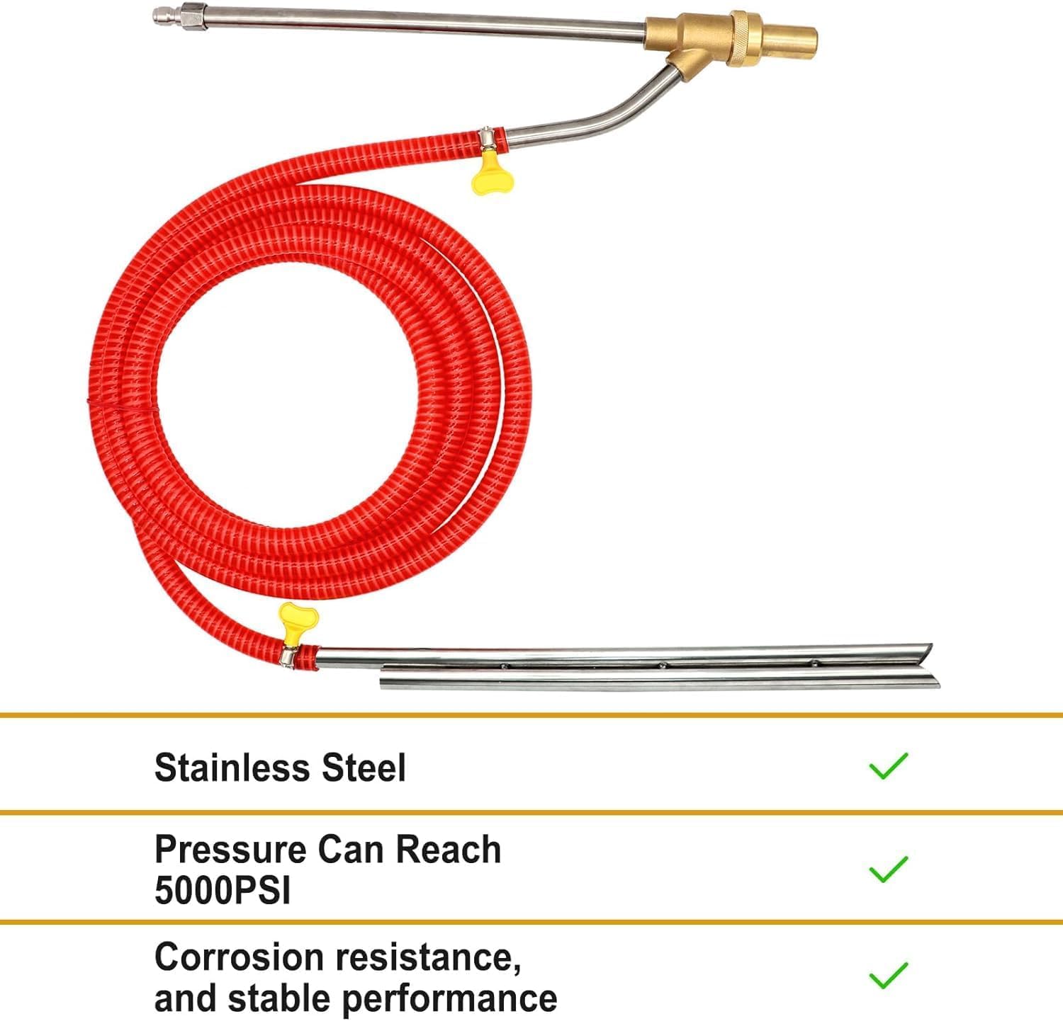 Set di sabbiatura ad alta pressione - Levigatrice a umido con getti, occhiali protettivi, accoppiamento rapido da 1/4" (ROSSO)