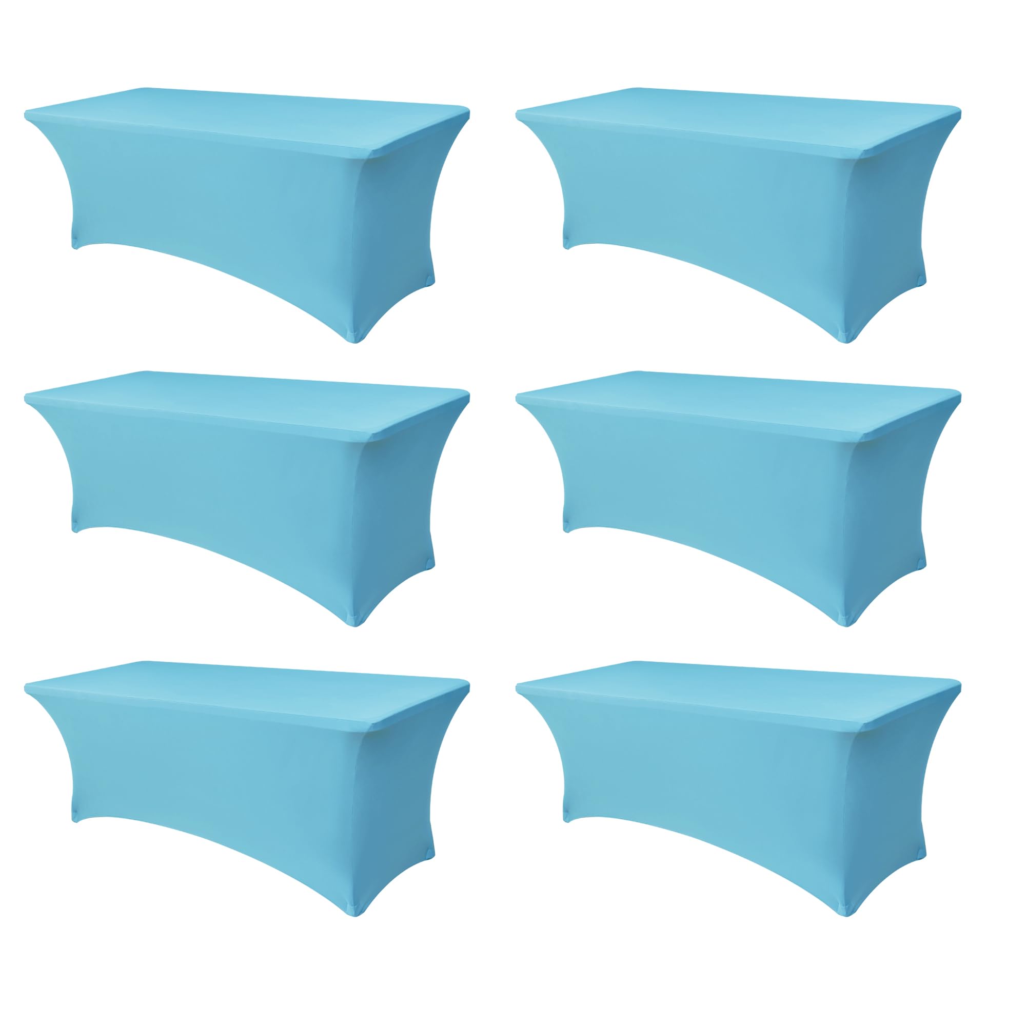 Photo 1 of Enjoyidea Stretch Table Cover for 6 Foot Tables-6 Pack Light Blue Spandex Fitted Tablecloth-Elastic 6ft Folding Tablecloths for Party, Vendor Booth Display, Banquet Buffet Event, Craft Trade Show