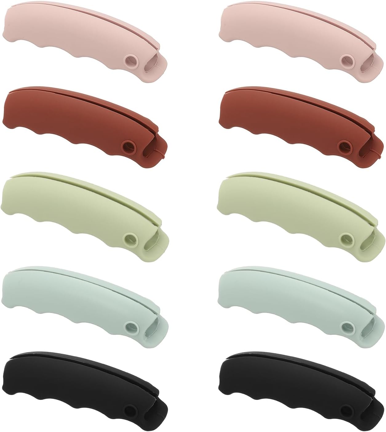 PATIKIL 10Pcs Grocery Bag Carrier Handle Cover, Colored Grocery Bag Carrier Comfortable Silicone Grip Handle Cover for Shopping Garbage Plastic Fabric, Light Pink/Blue/Green/Black/Brown