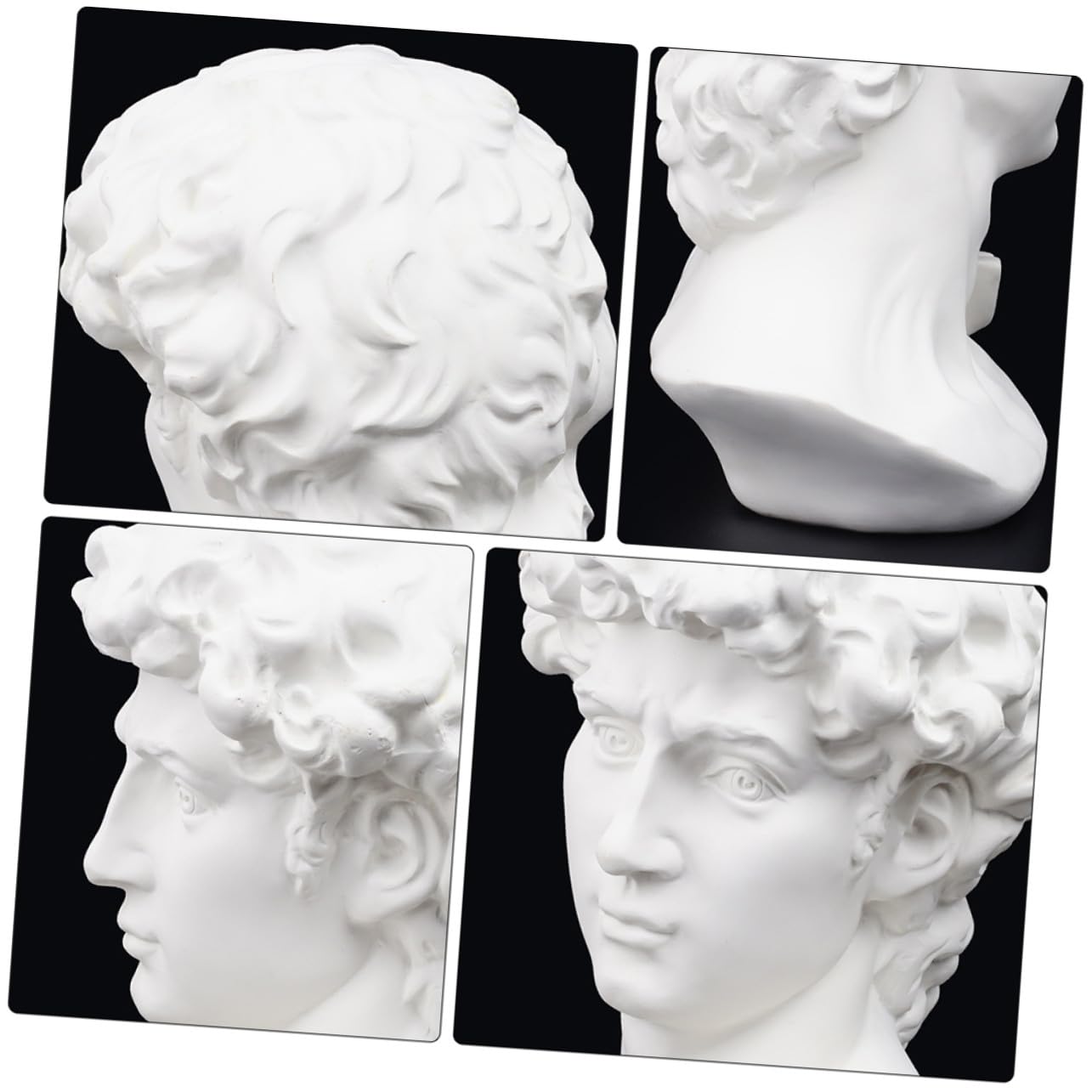 TEHAUX Buste de David en Résine Blanche 30 Cm Statue Esquisse Sculpturale Matériel Pédagogique Décoration Intérieure Apprentissage Artistique Maison et Bureau