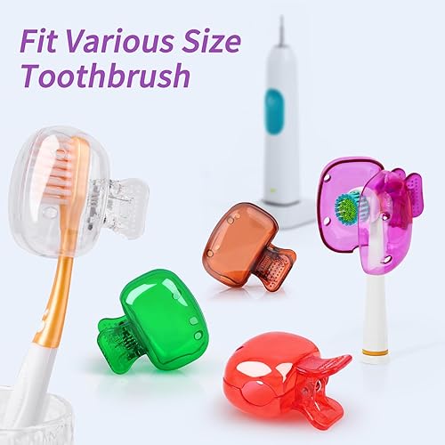 Miniatura 4 de Paquete de 6 fundas para cepillos de dientes portátiles para cepillos de dientes, protectores de viaje, protector de plástico para cepillo