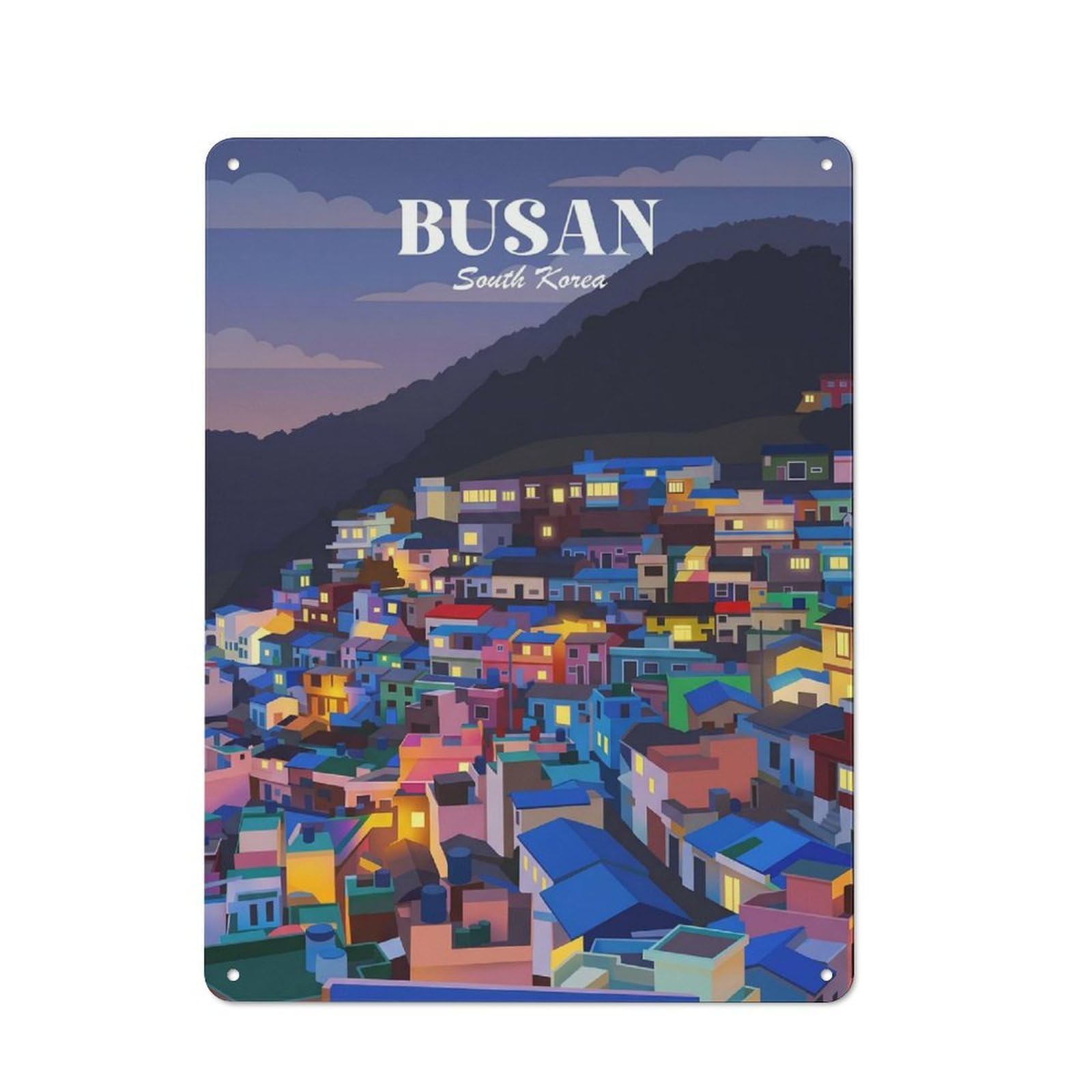 Junmoney Style-15 Busan South Korea Vintage Tin Sign 40X30cm For Café Or Restaurant, For Café Owners And Decorators, For Retro Home Interiors