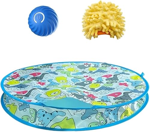 Juguetes interactivos para gatos de interior, juguete automático recargable de bola de gato con ruedas rápidas en el bolsillo, alfombra de juego de